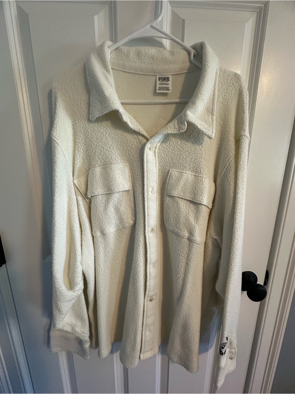PINK Victoria's Secret Cream Sherpa Shirt Jacket